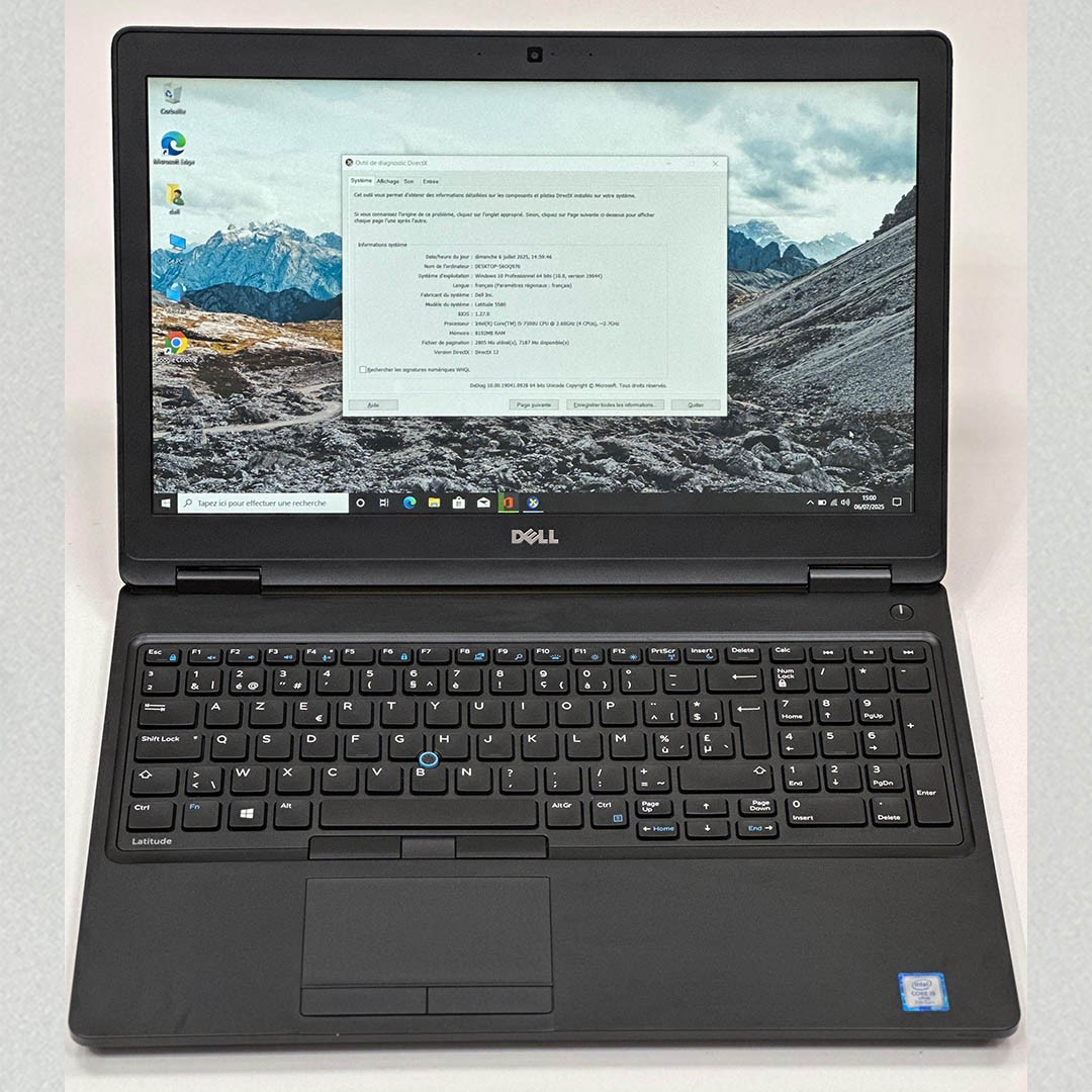 Dell Latitude 5580 - i5 7e Gén - 8 / 256 Go SSD - Écran 15,6" Full HD