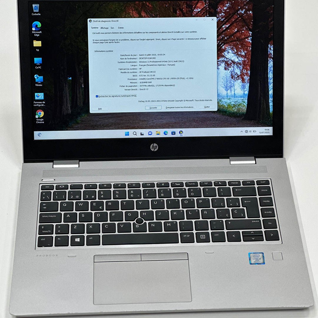  HP ProBook 650 G5 - i7 8e Gén - 16 Go RAM - 512 Go SSD - Écran 14" 