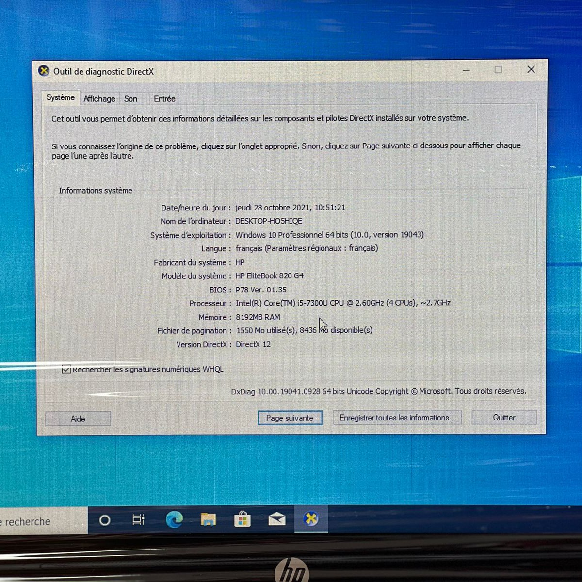  Hp Elitebook 820 G4 - Portable pro I5 7eme, 8go Ram, ssd 256 Go 